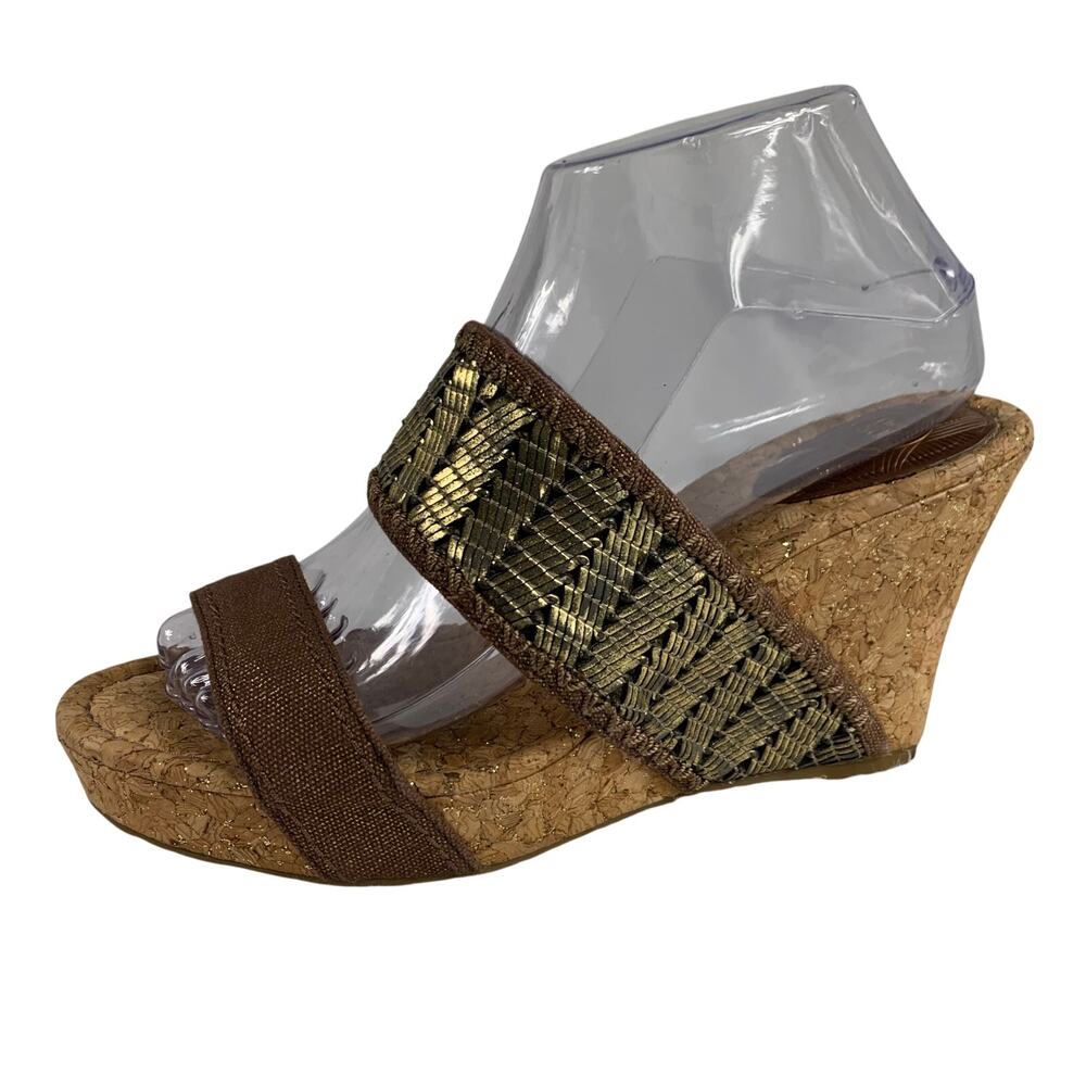 The Sak Women's Woven Cork Metallic Wedges Size: 8